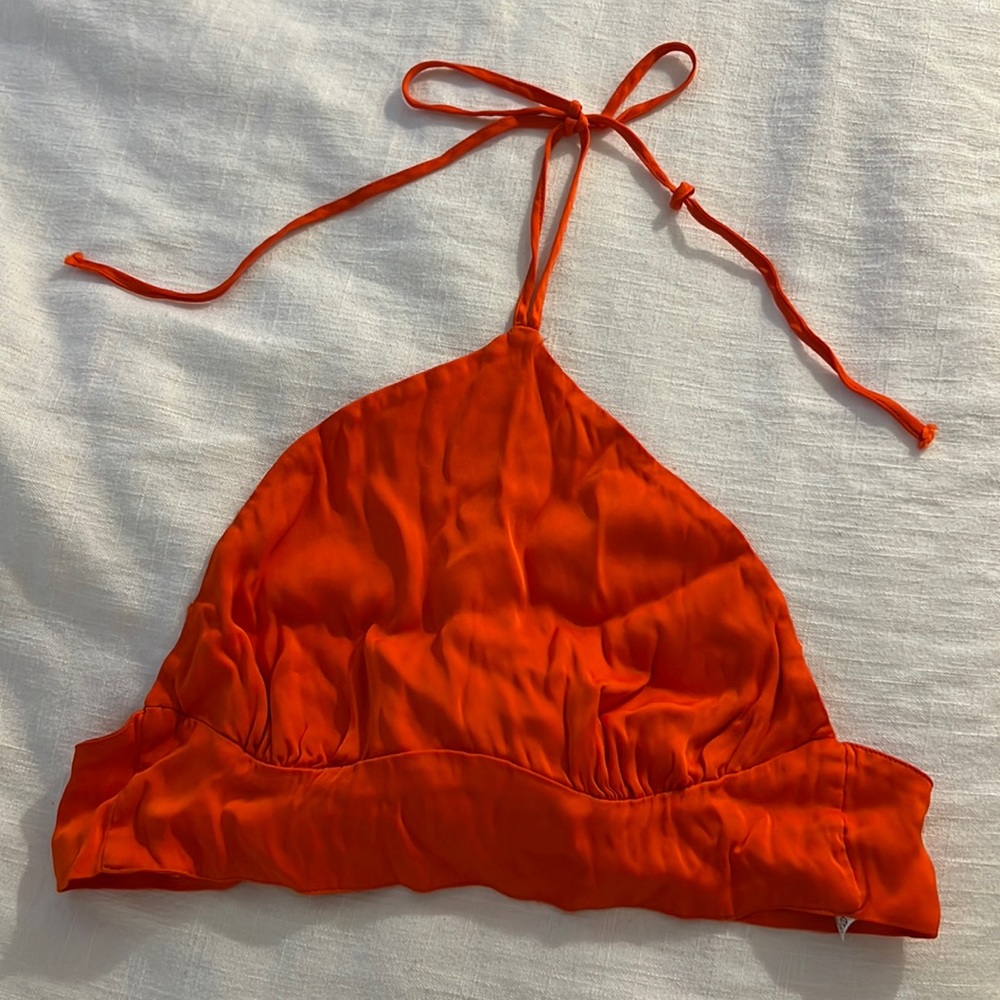 Zara Orange Backless Crop Top